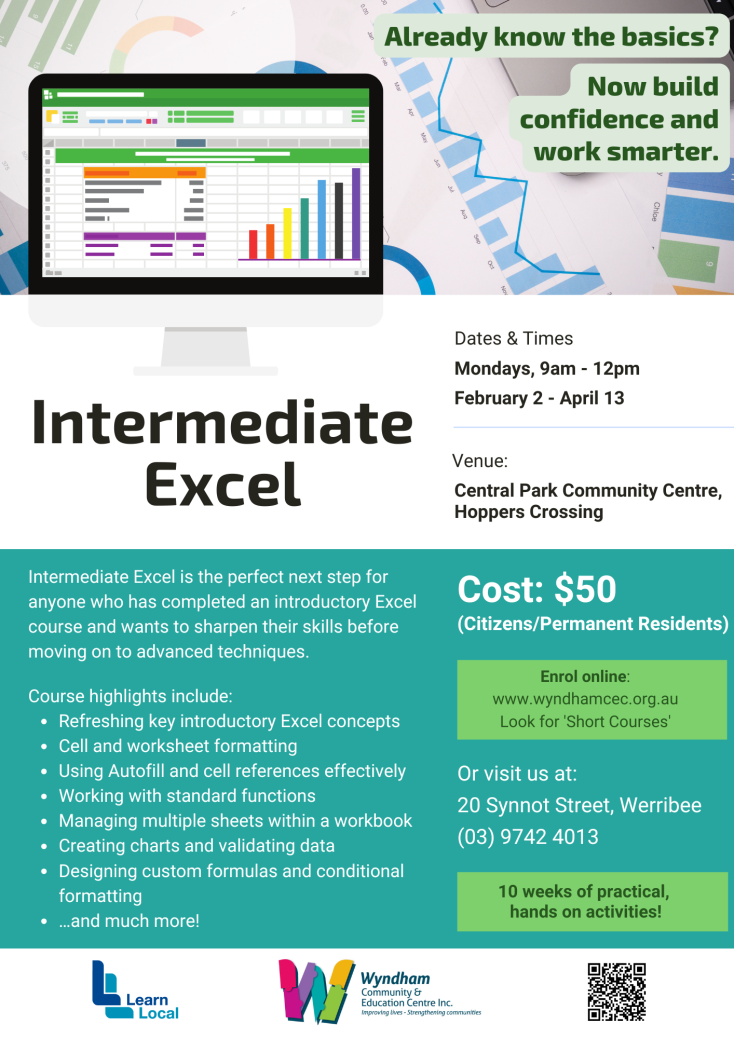 Intermediate Excel course at Hoppers Crossing