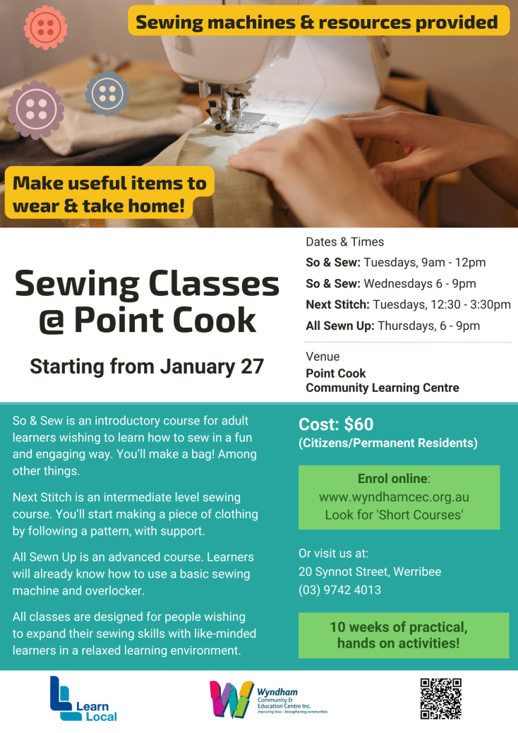 All Sewn Up - Advanced sewing course at Point Cook