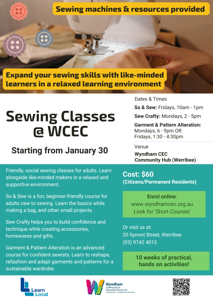 So & Sew - Introduction to Sewing course at Werribee