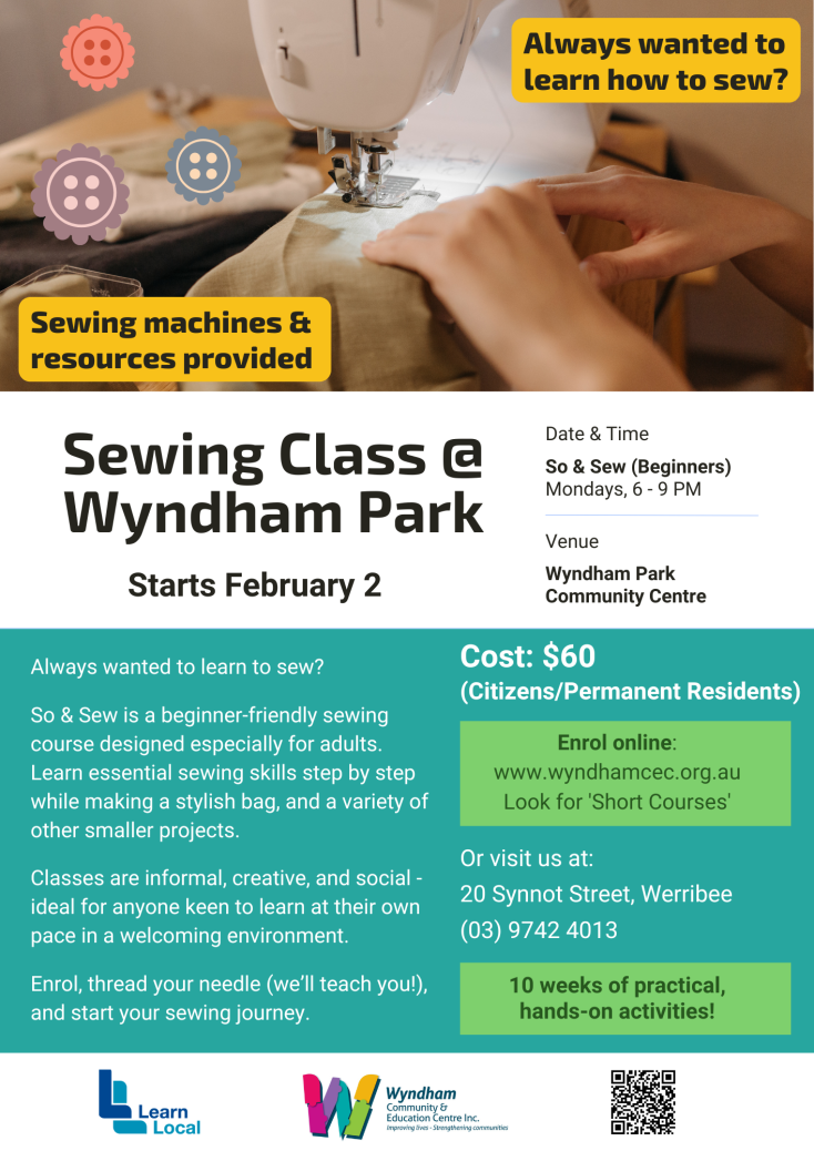 So & Sew - Introduction to Sewing course at Werribee