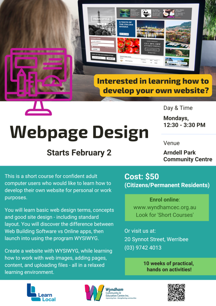 Webpage Design course at Arndell Park