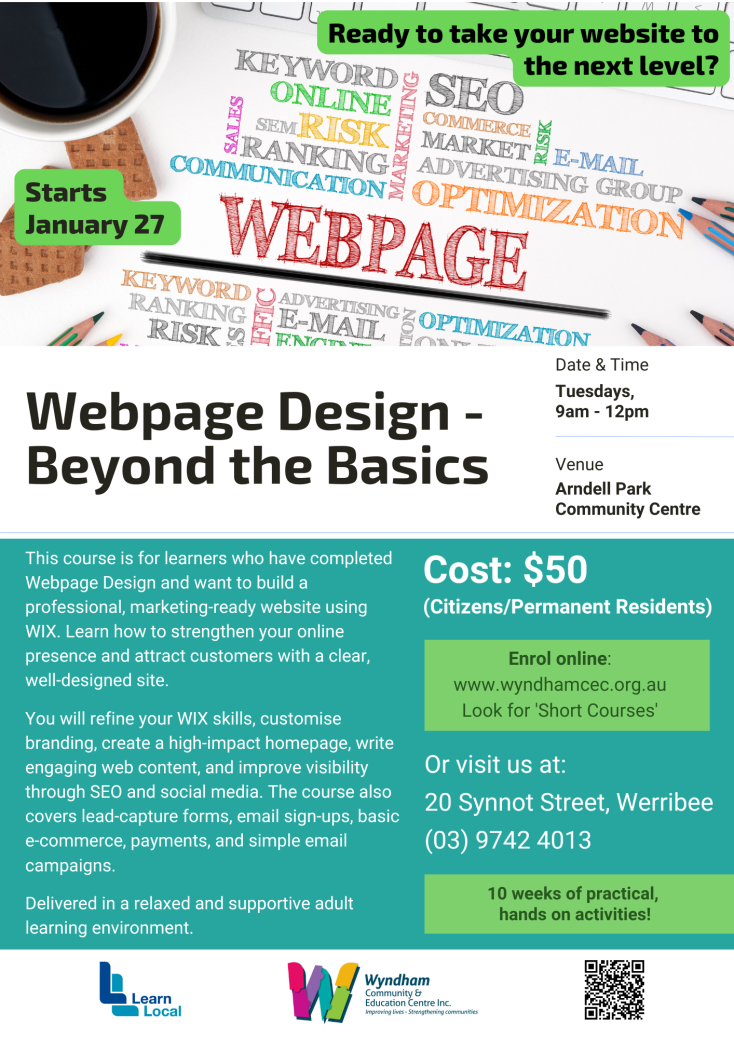 Webpage Design - Beyond The Basics course at Arndell Park