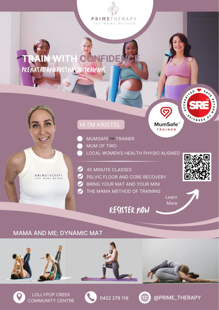 Join prime therapy for a 45 minute dynamic mat class curated for new and seasoned mamas.