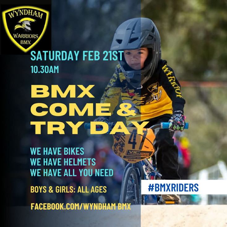 a flyer with a kid wearing a yellow and black top on a bmx bike