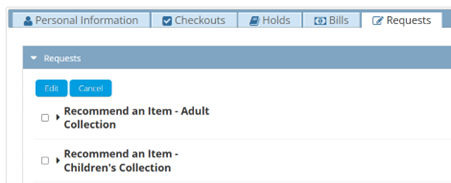 An extract from the Requests tab, showing two requests.