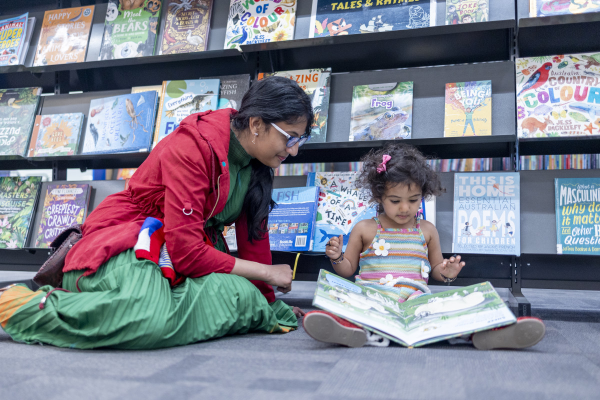 Mother and child reading