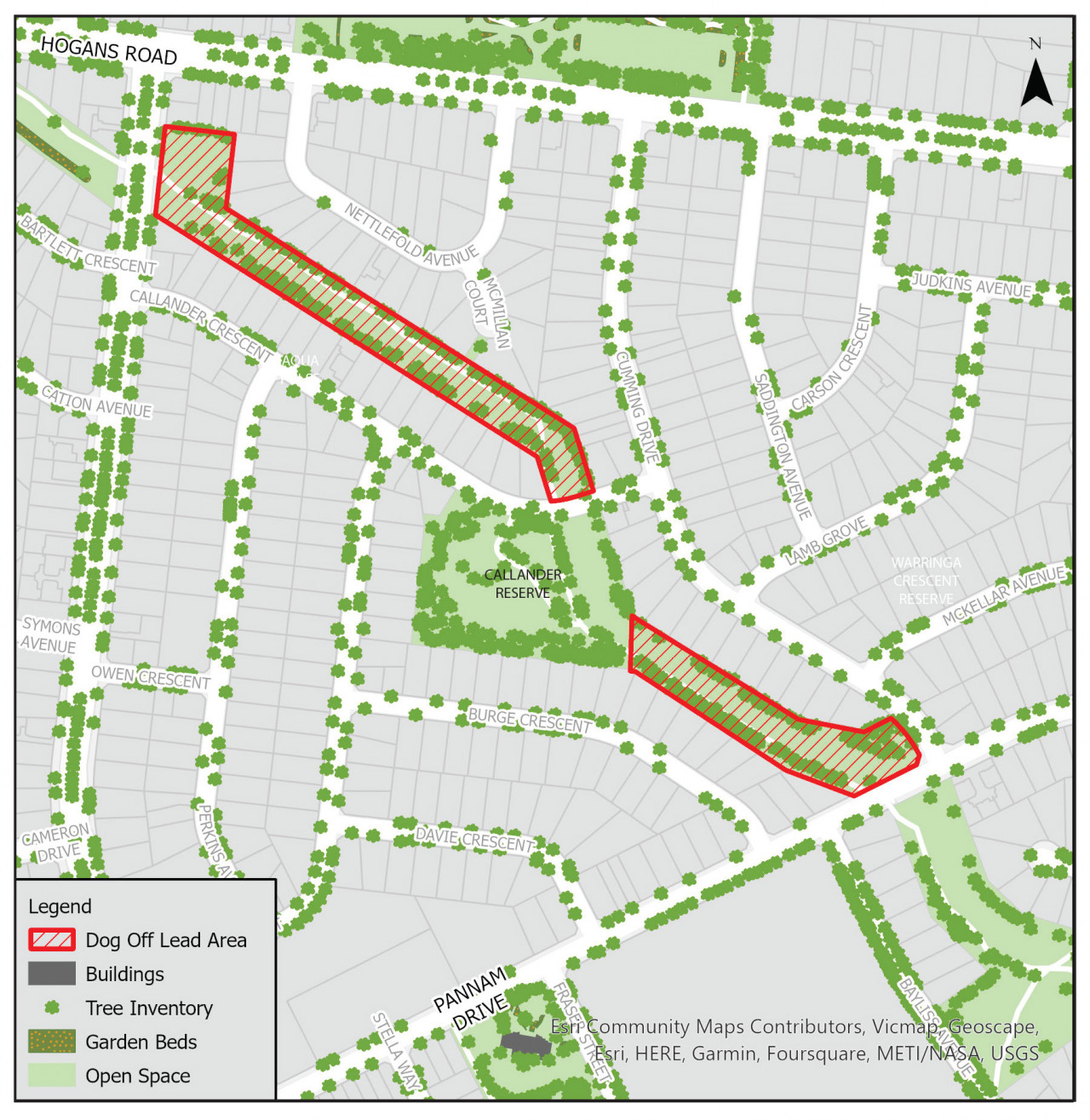 D1 Drainage Reserve, Mossfiel Drive to Callander Crescent and South Callander Reserve to Pannam Drive (No Fence)