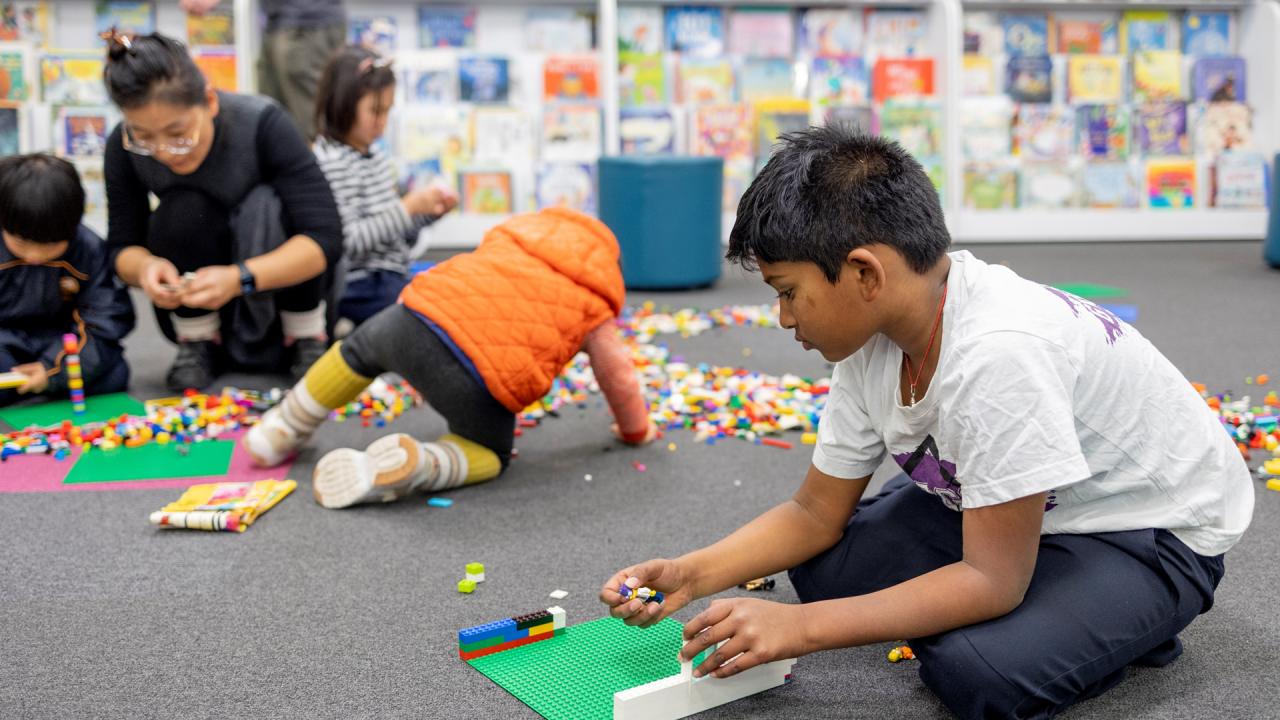 Children playing with Lego