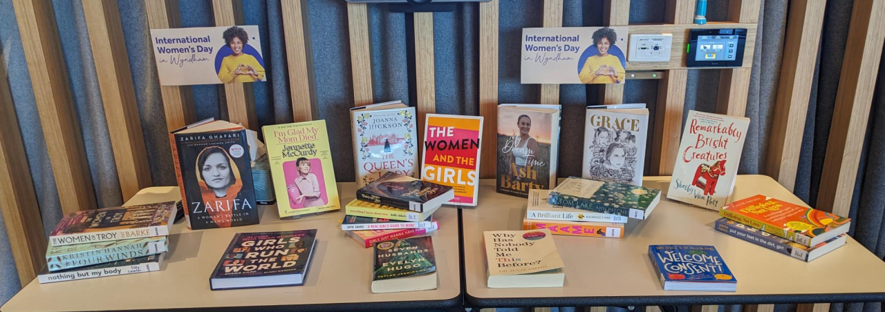 Display of books for International Womens Day