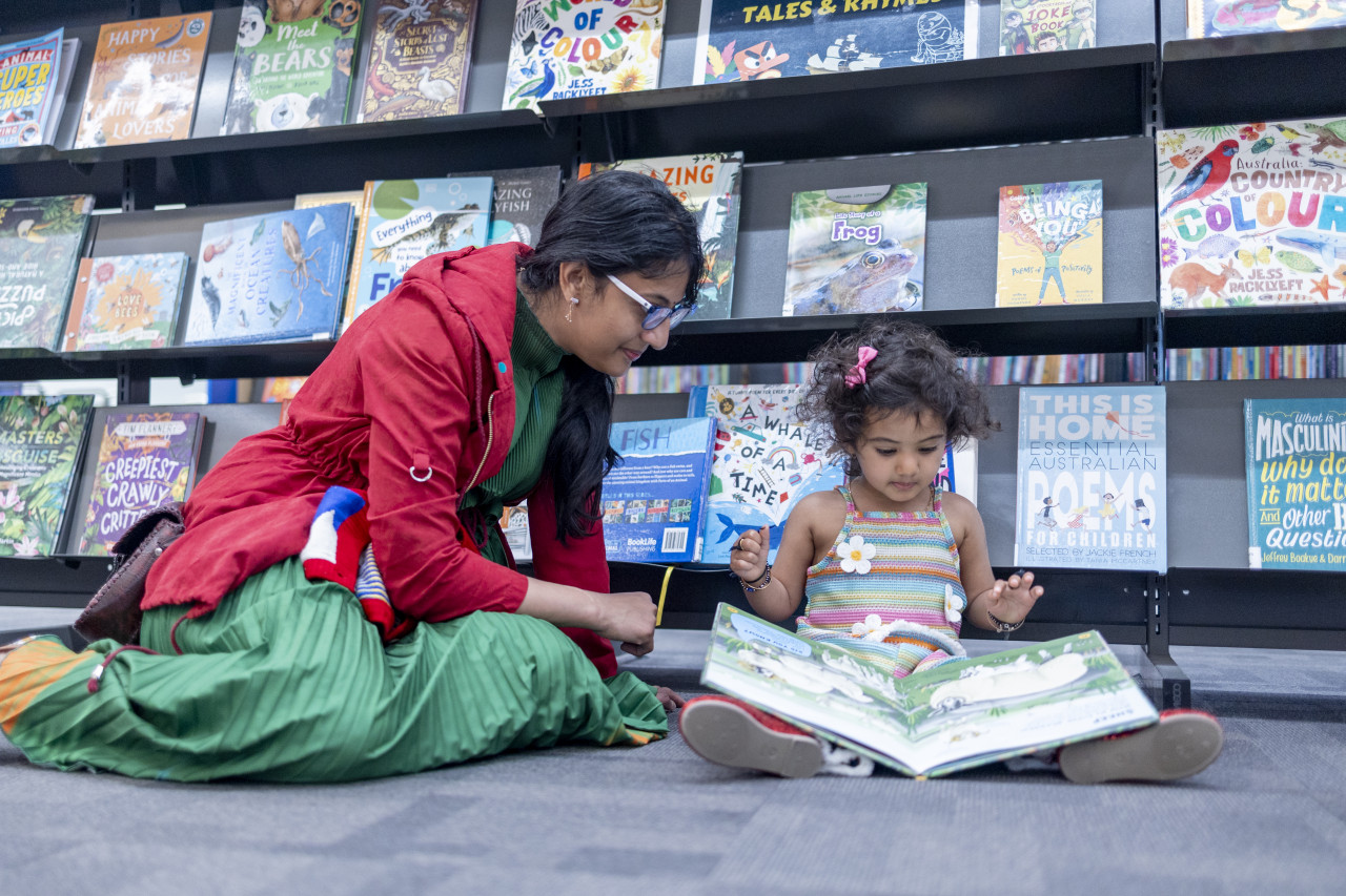 Mother and child reading