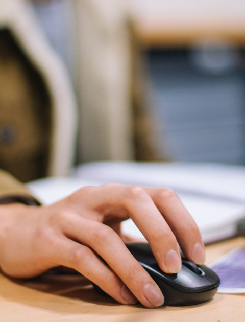 Person using a computer mouse