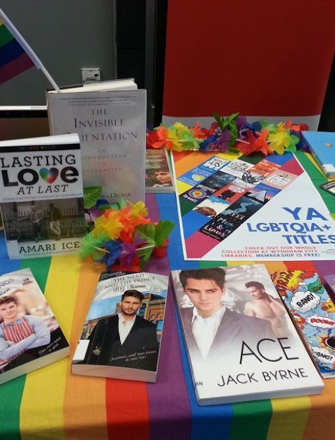 A display of books and rainbows