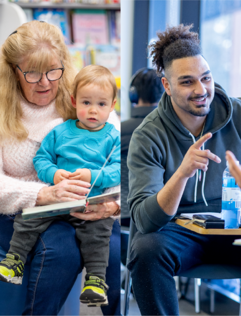 people enjoying the library