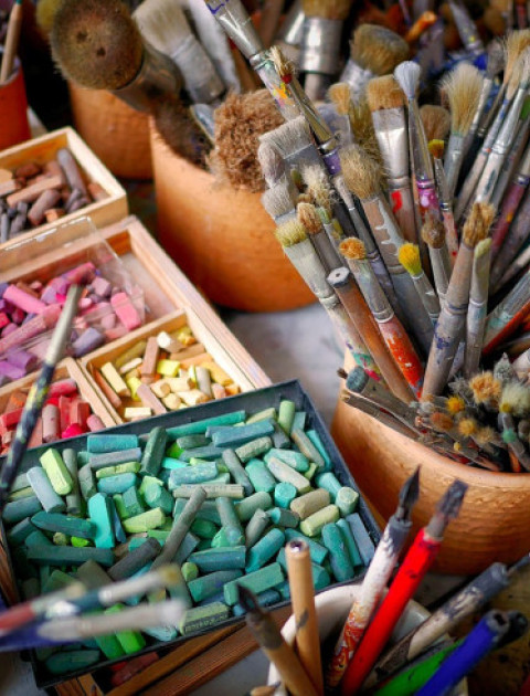 brushes and pastels