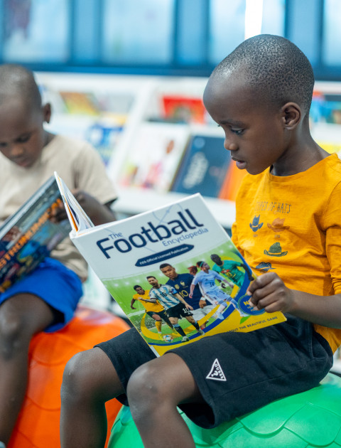 reading books in the library