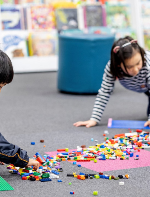 Kids playing Lego.