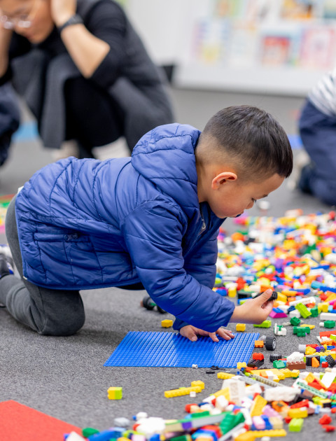 Kids playing with Lego.