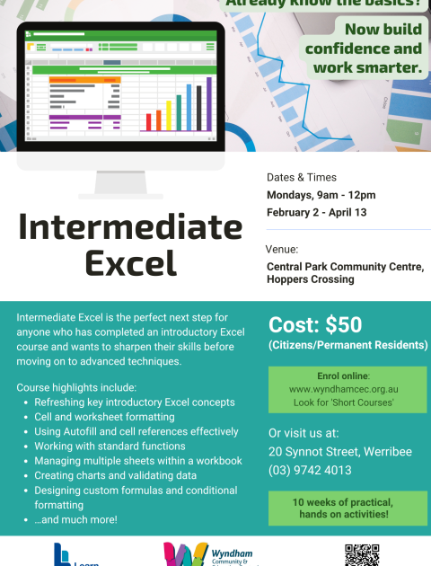 Intermediate Excel course at Hoppers Crossing