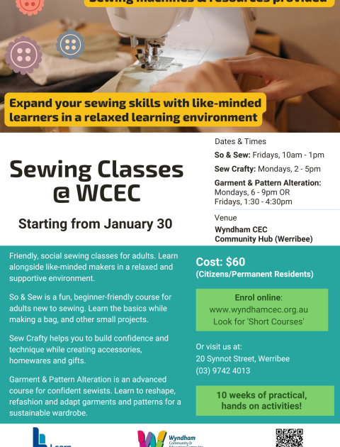 Sew Crafty - sewing course at Werribee