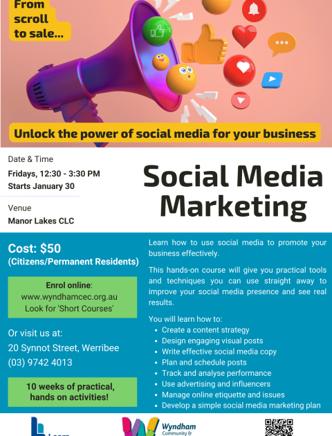 Social Media Marketing course at Manor Lakes