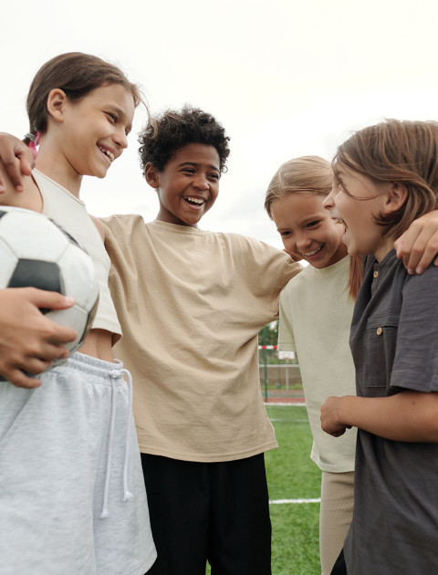 children with a soccer ball