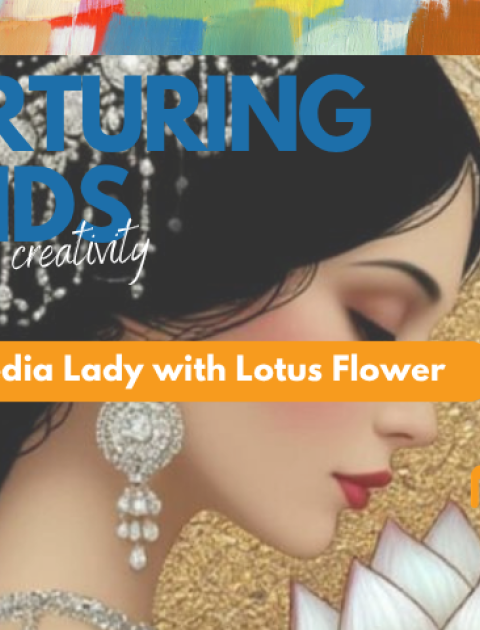 Nurturing Minds Through Creativity -  Mixed Media Lady With Lotus Flower