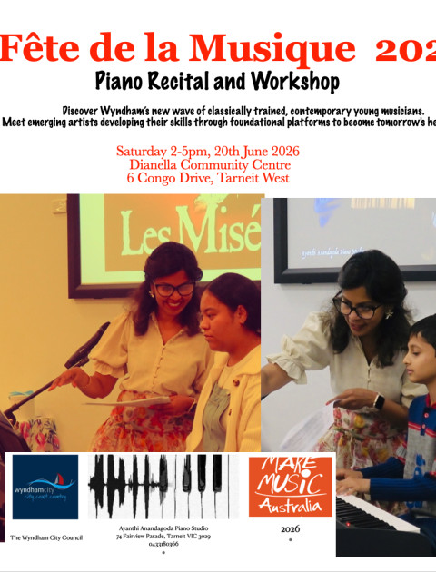 Fête de la Musique 2026 - Piano Recital and Workshop