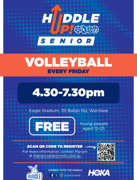 Huddle up free sports program flyer