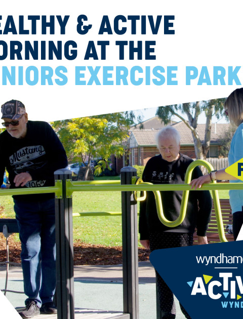 Older Adults trailing the exercise park equipment