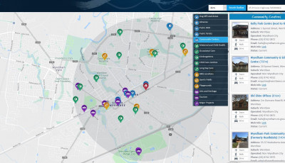 Community Centre Interactive Search Map 