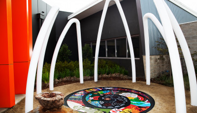 The artwork is located at Tarneit Community Learning Centre, 150 Sunset Views Blvd, Tarneit VIC 3029