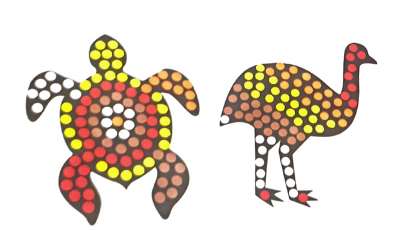 Turtle and emu mosaic craft