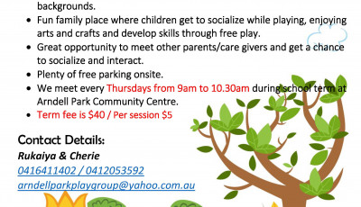 Playgroup session runs 9am-10:30am and is immediately followed by POP up Library's Rhyme Time Sessions.