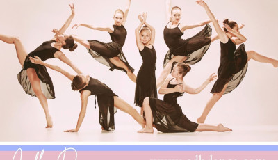 a group of dancers wearing black leotards stand in a variety of dance poses