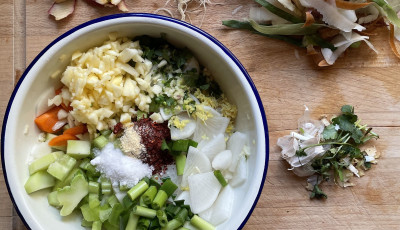 a bowl of food made from scraps