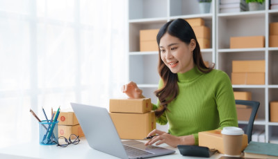 Business owner in home office
