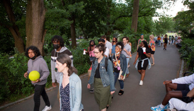 Group of teenagers walking 