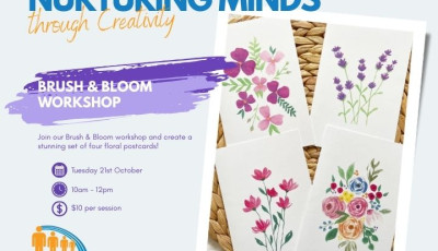 Join our Brush & Bloom workshop and create a stunning set of four floral postcards!
