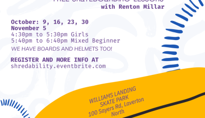 a picture of a skateboard on a flyer