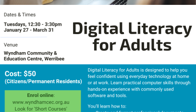 Digital Literacy for Adults course - Werribee
