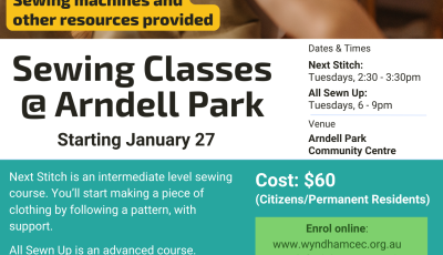 Next Stitch - Intermediate sewing course at Arndell Park CC