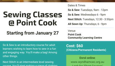 So & Sew - Introduction to Sewing course at Point Cook