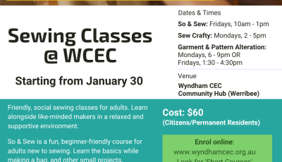 Garment & Pattern Alteration sewing course at Werribee