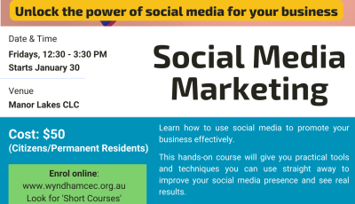 Social Media Marketing course at Manor Lakes