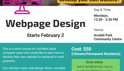 Webpage Design course at Arndell Park