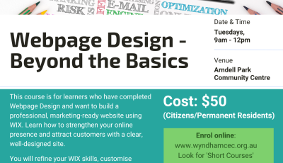 Webpage Design - Beyond The Basics course at Arndell Park
