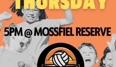 a flyer with the words Training Thursday and kids cheering in the background