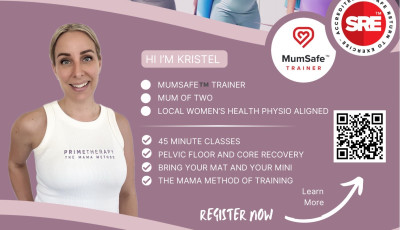 Join prime therapy for a 45 minute dynamic mat class curated for new and seasoned mamas.