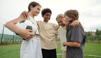 kids with a soccer ball
