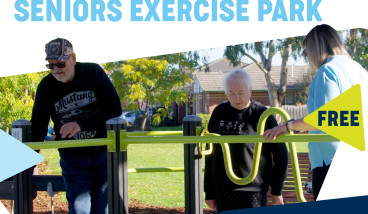 Older Adults trailing the exercise park equipment